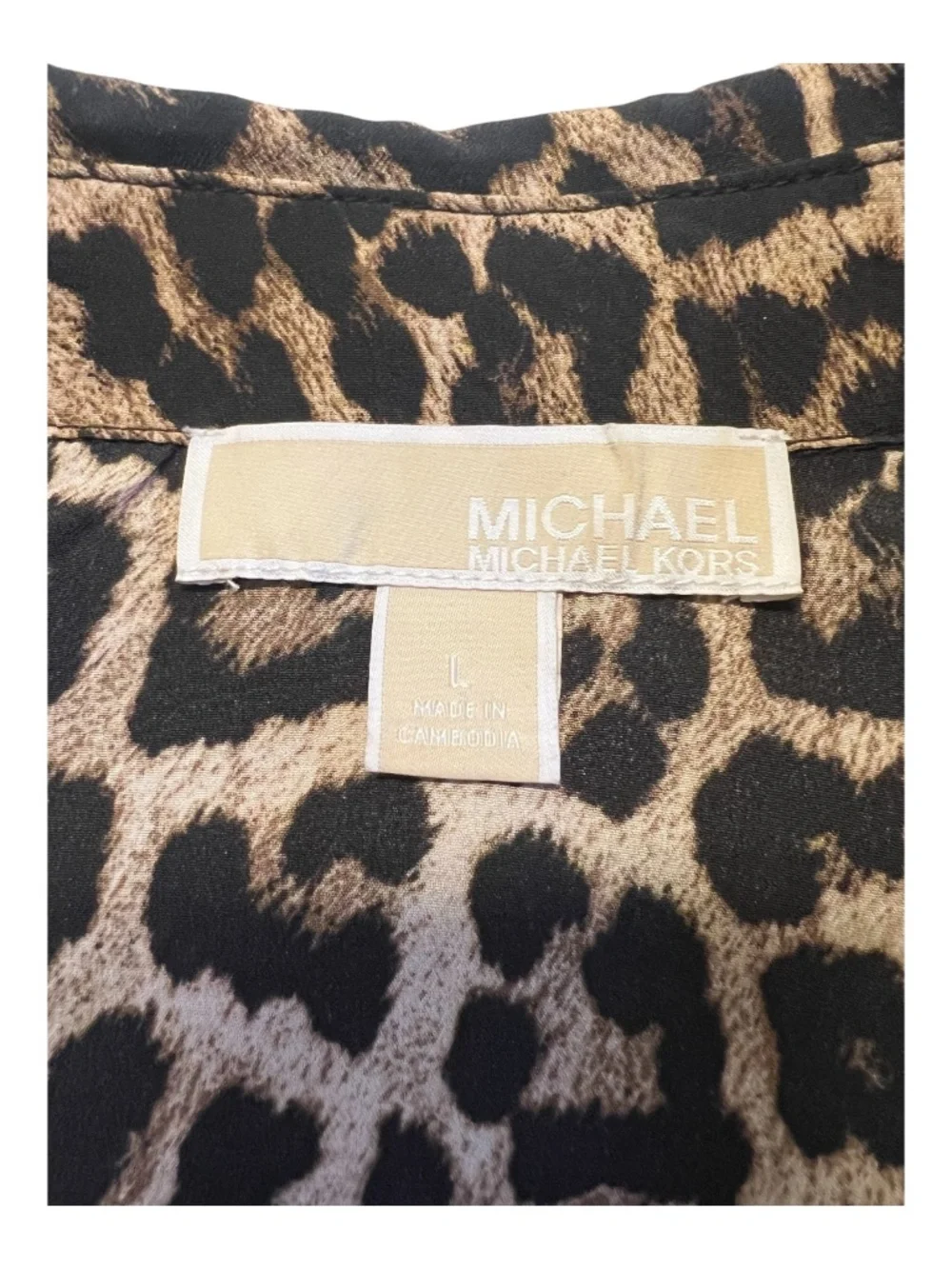 EUC+ Michael Kors leopard print zip front blouse | size L